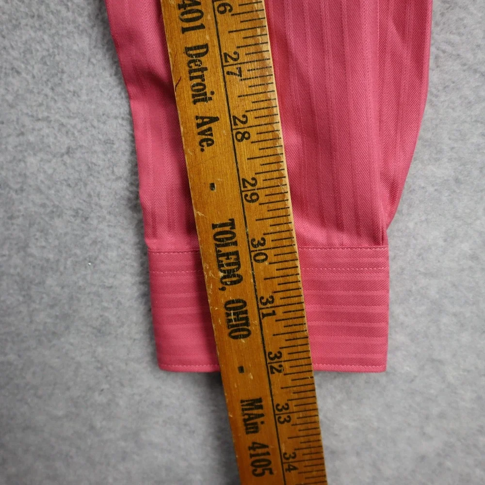 Kenneth Cole Reaction Dress Shirt Mens 15 32/33 Slim Fit Pink Stripe Cotton Long